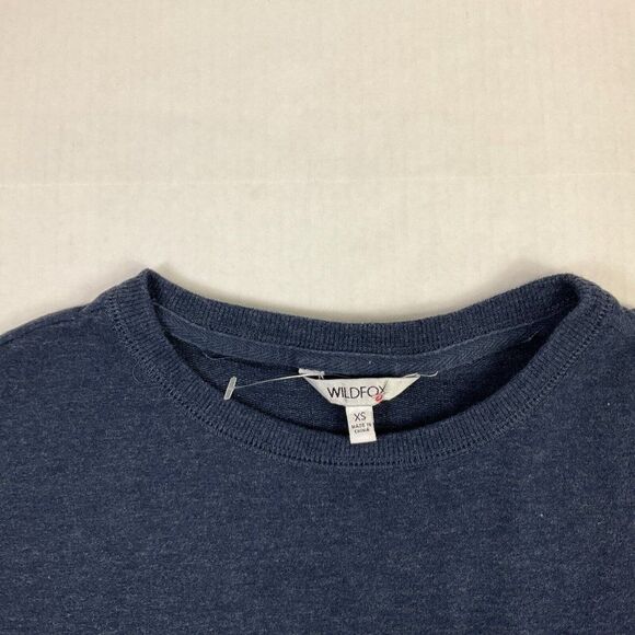 Widlfox Womens Social Sweatshirt Blue Long Sleeve Side Slits Pullover Size XS - Picture 4 of 12